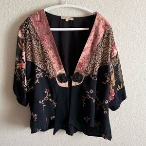 Vintage 90's Patchwork Floral Bohemian Flowy Top Blouse Y2K Spencer Alexis